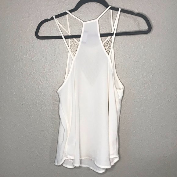 ASTR Cream High Neck Crochet Halter Strappy top - Picture 4 of 7